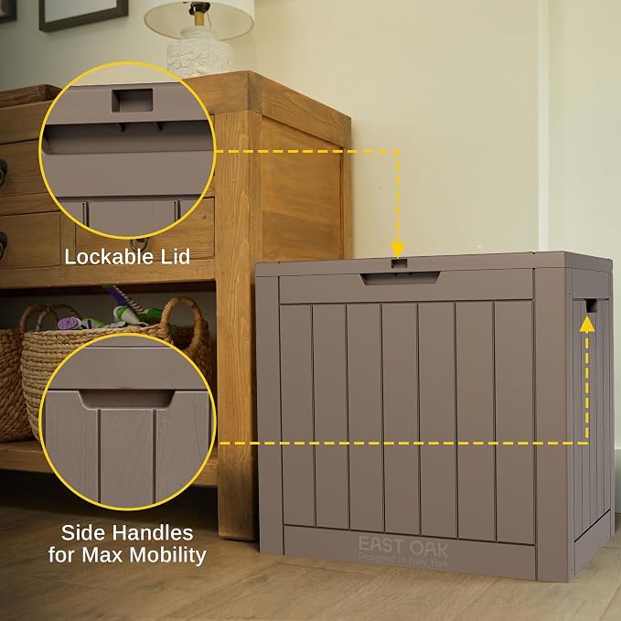 EAST OAK Outdoor Storage Box, 31 Gallon Deck Box, Waterproof Resin Storage Bin - Image 5