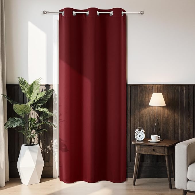 Joydeco Blackout Door Curtain for Doorway Privacy 80 Inches Long, Grommet by JOYDECO