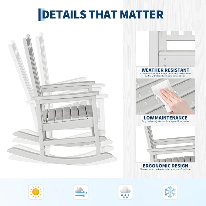 HDPE Rocking Chair Outdoor Set of 4 - Image 5