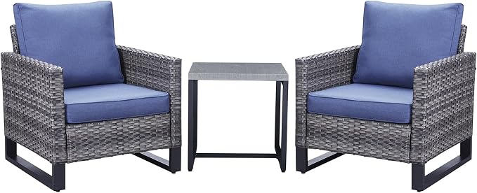 Belord Outdoor Bistro Set 3 Piece Outdoor Wicker Patio Chairs, Oversize Outdoor - Image 6