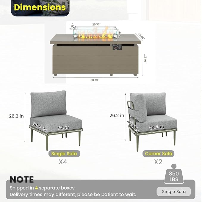 Sundale Outdoor 7 Pieces Patio Furniture Set - Image 2