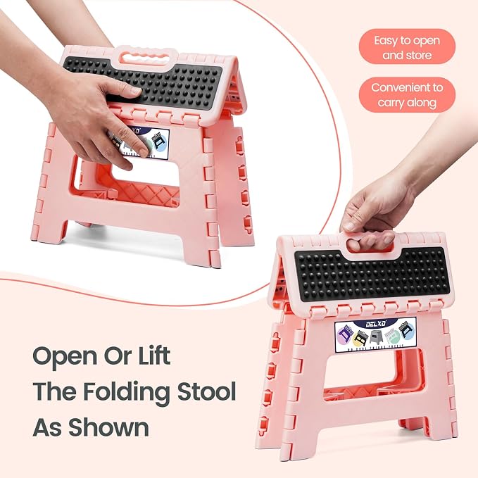Delxo Folding Step Stool 9 Inch, Non-Slip Foldable Stools - Image 5