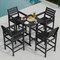 5-Piece Bar Height Outdoor Table and Chairs Set, HDPE Wood Grain Patio Bar by Orbcove