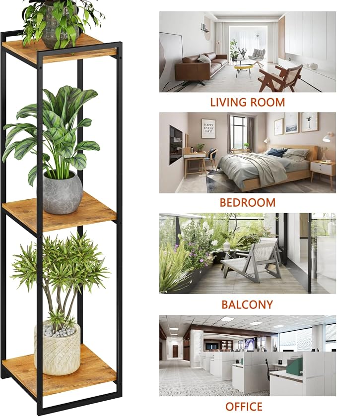 3-Tier Plant Stand Indoor, Rustic Brown - Image 6