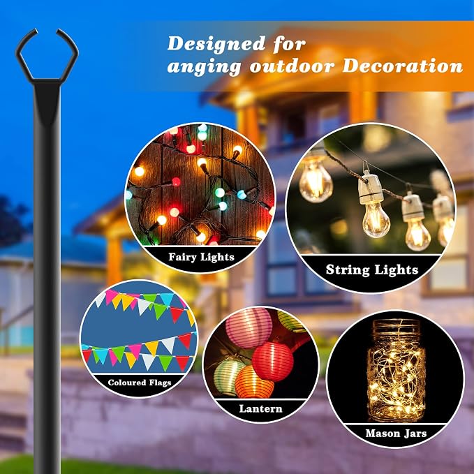 2 Pack String Light Poles, 10 Ft Light Poles - Image 2