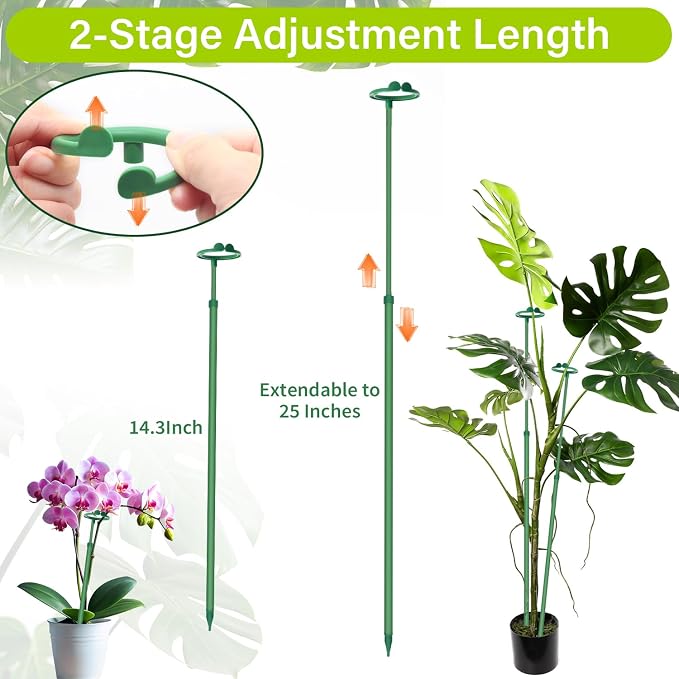 Extendable Plant Stakes, Adjustable Length from 14.3IN to 25IN Monstera Support - Image 4