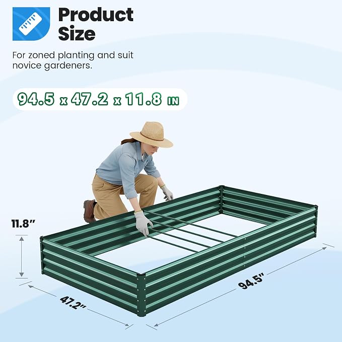 Quictent Galvanized Raised Garden Bed 8x4x1 Ft Metal Planter Box - Image 6