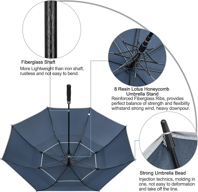 G4Free 47/54/62/68/72 Inch Automatic Open Golf Umbrella Oversize Extra Large - Image 6