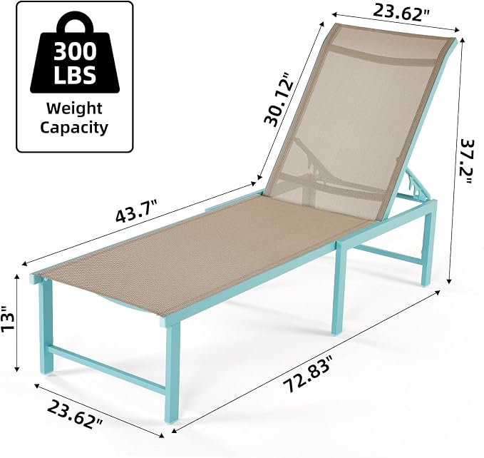 Outdoor Pool Lounge Chairs Set 2 pcs, Aluminum Outdoor Lounge Chair, - Image 2
