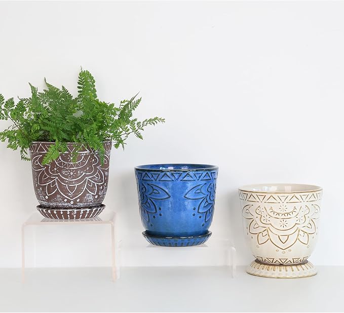 Gepege 6 Inch Blue Ceramic Planter, Plant Pot - Image 6