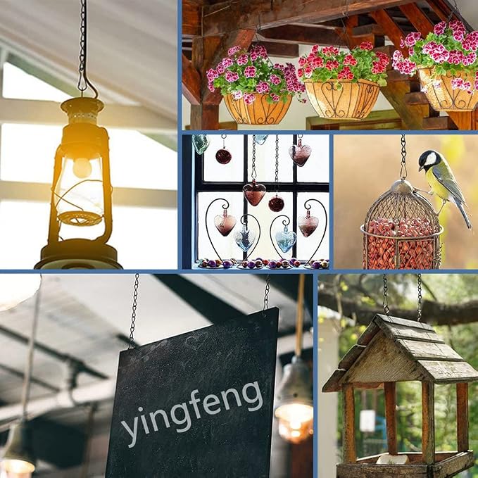YINGFENG 10 Pack 9.5 Inch Black Hanging Chains, Garden Plant Hangers - Image 2