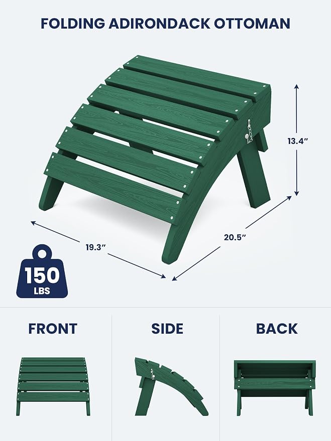 KINGYES Folding Adirondack Ottomans Set of 4 - Image 2