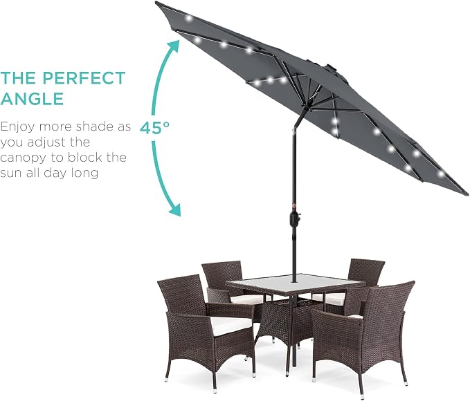 Best Choice Products 10ft Solar Polyester LED Lighted Patio Umbrella w/Tilt - Image 2