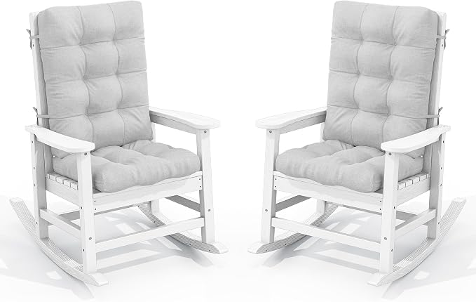 SERWALL Oversized Outdoor Rocking Chair Set of 2, HDPE Rocker by SERWALL