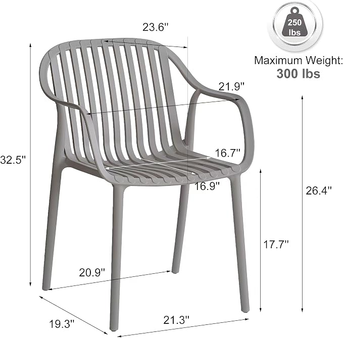 Modern Stackable Outdoor & Indoor Plastic Dining Chairs Set, Outdoor Breathable - Image 3