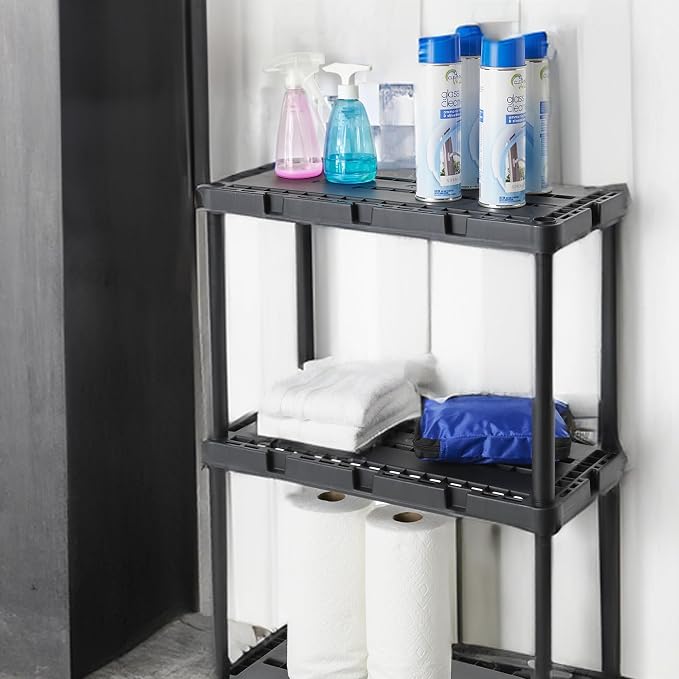 Gracious Living 4 Pack Light Duty Storage Shelves, Knect-A-Shelf 3-Shelf - Image 5