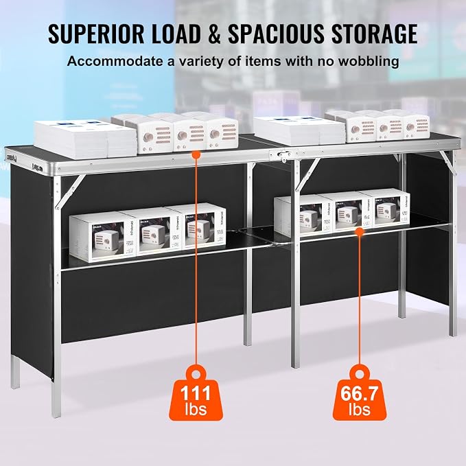 VEVOR Extra Long Folding Portable Bar Tradeshow Podium Table - Image 5