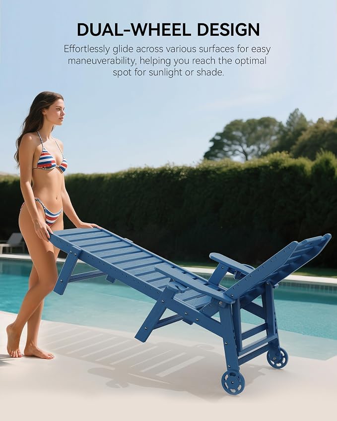 Carauci Lounge Chair Outdoor, HDPE Chaise Lounge - Image 4
