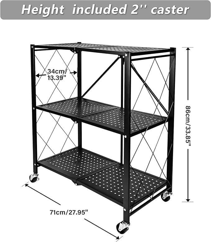 Kitchen Garage Metal Shelves, Storage Shelves Organizer, Foldable Metal Shelving - Image 3