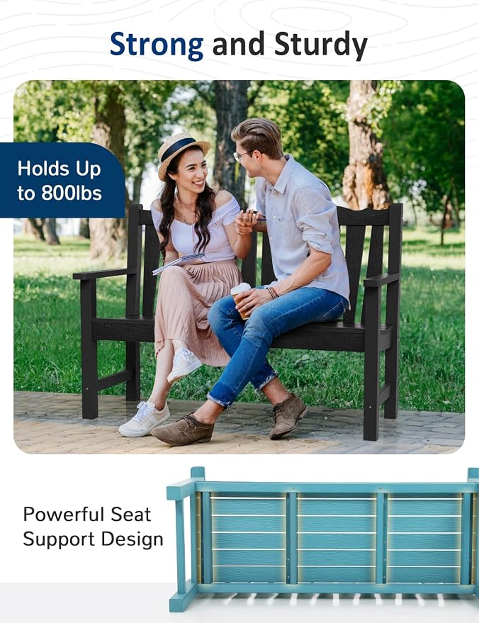 Outdoor Bench Weatherproof, 2-Person Garden Benches - Image 6