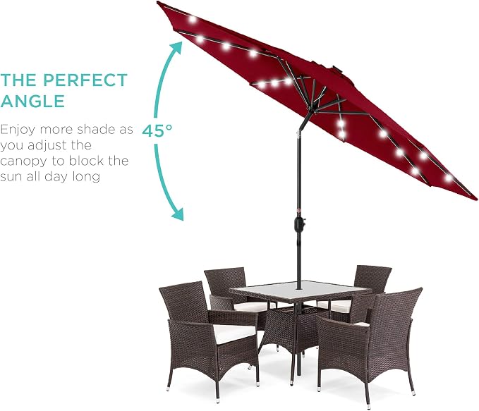 Best Choice Products 10ft Solar Polyester LED Lighted Patio Umbrella w/Tilt - Image 2