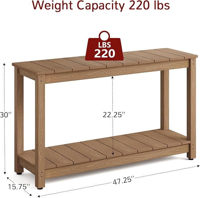 Stoog All-Weather Patio Console Table, 2-Tier Outdoor Table - Image 3