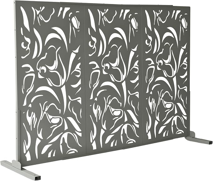 Oakland Living 6 ft. X 4 ft. Grey Freestanding Metal Privacy Screen Room Divider - Image 4