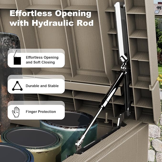 280 Gallon Outdoor Deck Box, Lockable Waterproof Outdoor Storage Boxes - Image 3