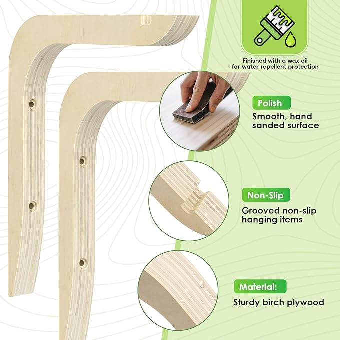 Wooden Plants Hanger, Plant Hangers Indoor Wall Mount, 8.58-Inch Hanging Plant - Image 5