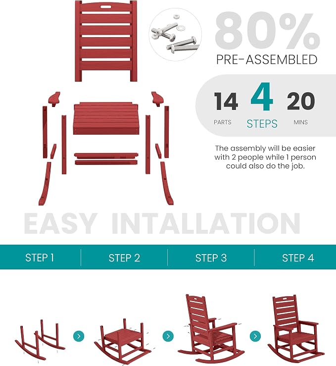 SERWALL Outdoor Rocking Chair, Oversized Rocking Chair - Image 5