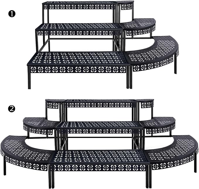 aboxoo 3 Tier Plant Stand Flower Pot Rack, Metal Stair-Step Style Corner Shelf - Image 8