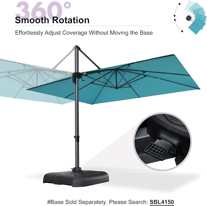 PURPLE LEAF 10' X 13' Patio Umbrella Outdoor Cantilever Rectangle Umbrella - Image 7