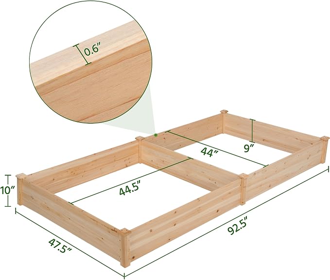 Yaheetech 8×4ft Wooden Horticulture Raised Garden Bed Divisible Elevated - Image 3