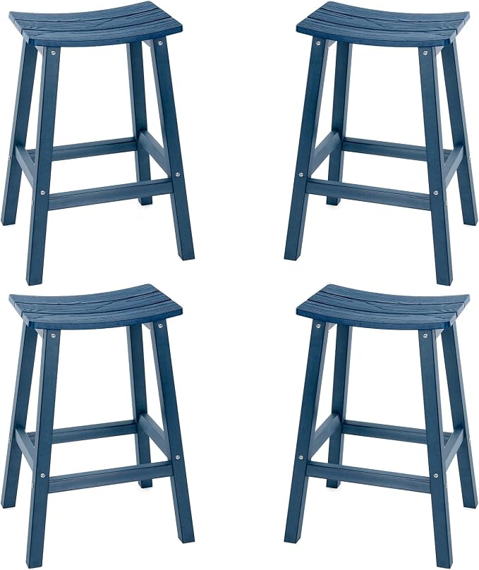 Weatherproof Bar Stools Set of 4, Saddle Seat, Bar Height Stools by LAHAAP