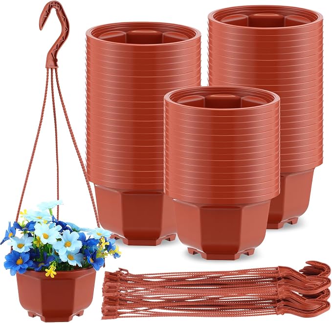 Roshtia 50 Pcs 5.1 inch Plastic Hanging Plant Pots by Roshtia
