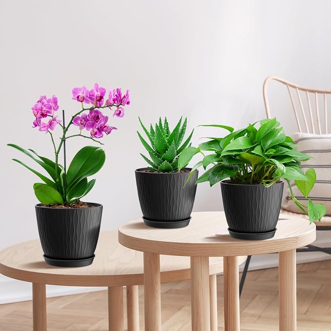 6 inch Plant Pots, 5 Pack Flower Pots - Image 6