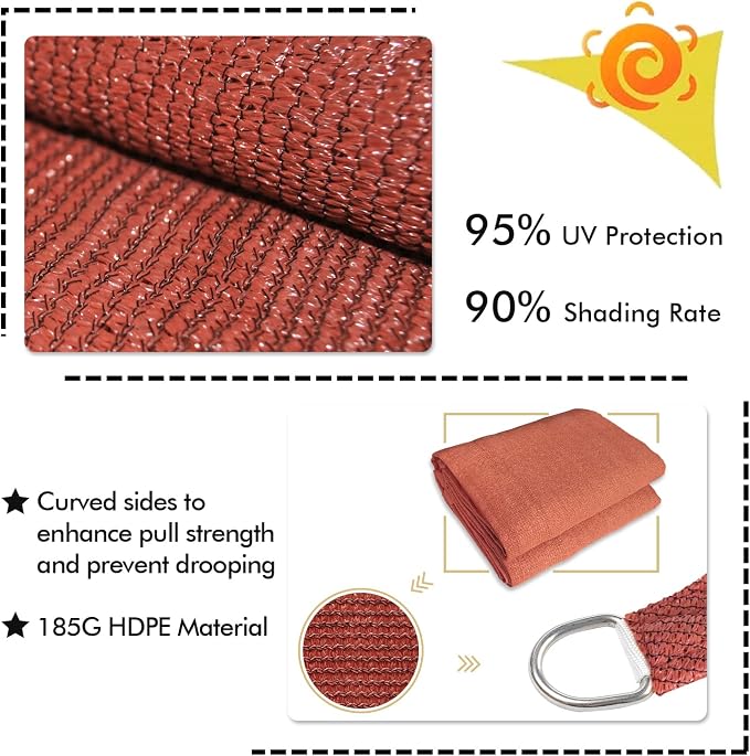 KANAGAWA 23'X24' Rust Red Custom Size Sun Shade Sail Rectangle UV Block Canopy - Image 3