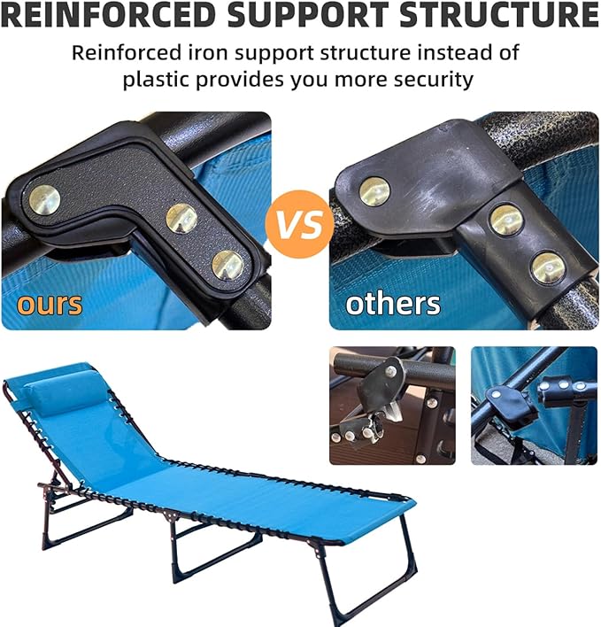 Folding Chaise Lounge Chair Bed - Image 9