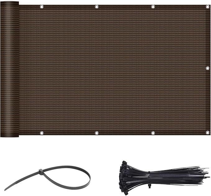 LOVE STORY 3.3'x19.7' Brown Balcony Screen Privacy Fence Cover UV Protection by LOVESTORY