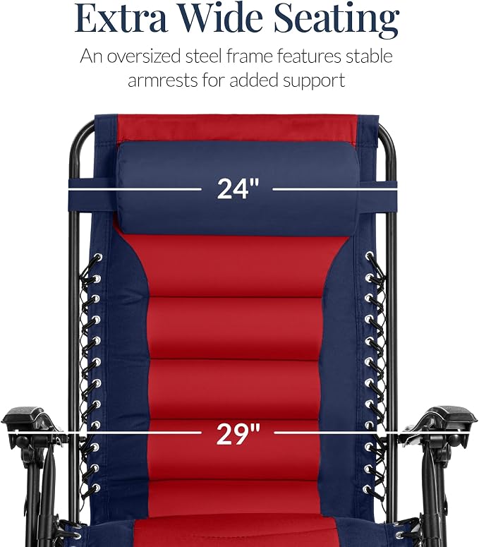 Best Choice Products Oversized Padded Zero Gravity Chair, Folding Outdoor Patio - Image 3