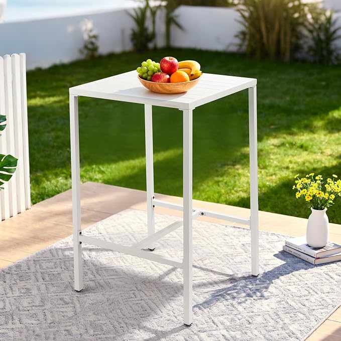 VINGLI 27 Inch Outdoor Bar Table, All-Weather Aluminum Patio Balcony Pub Table - Image 7