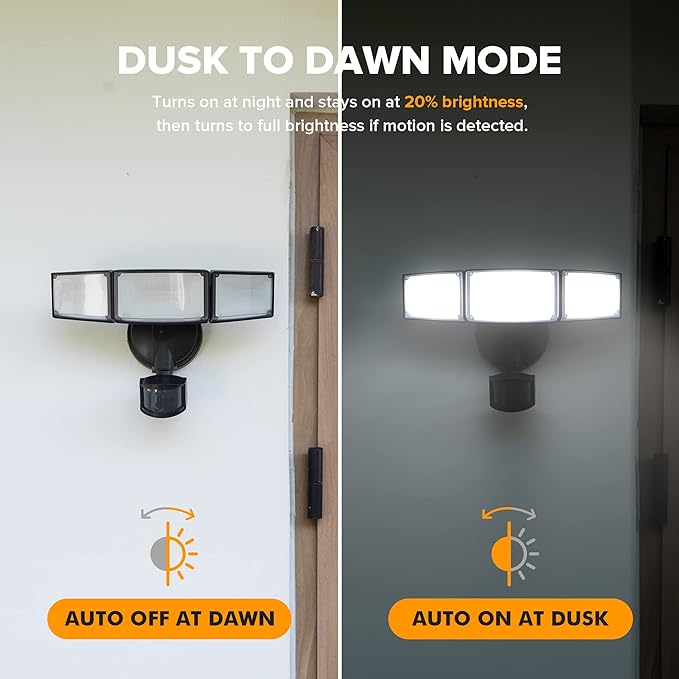 LUTEC 2 Pack 72W 7500LM LED Security Lights Motion Sensor Light Outdoor - Image 5