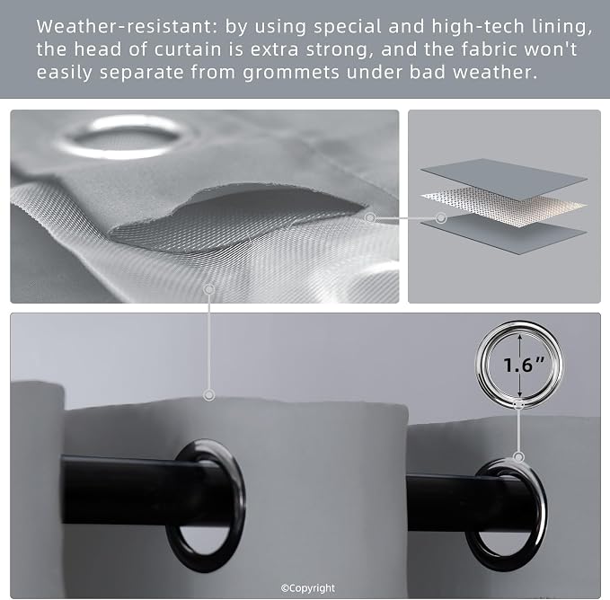 Waterproof Outdoor Curtain W105 x L95 - Image 3