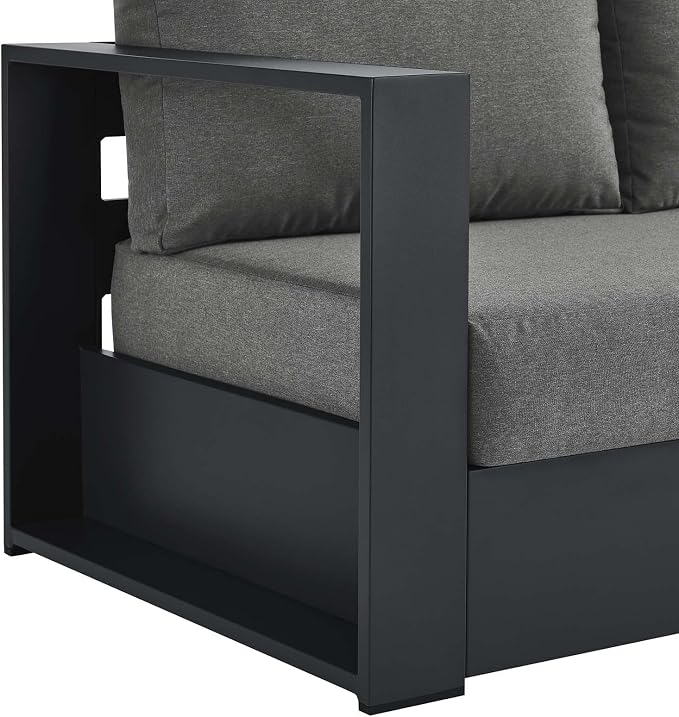 Modway Tahoe Aluminum Modular Left-Facing Outdoor Patio Loveseat in Gray - Image 7