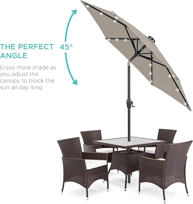 Best Choice Products 7.5ft Outdoor Solar Market Table Patio Umbrella - Image 2