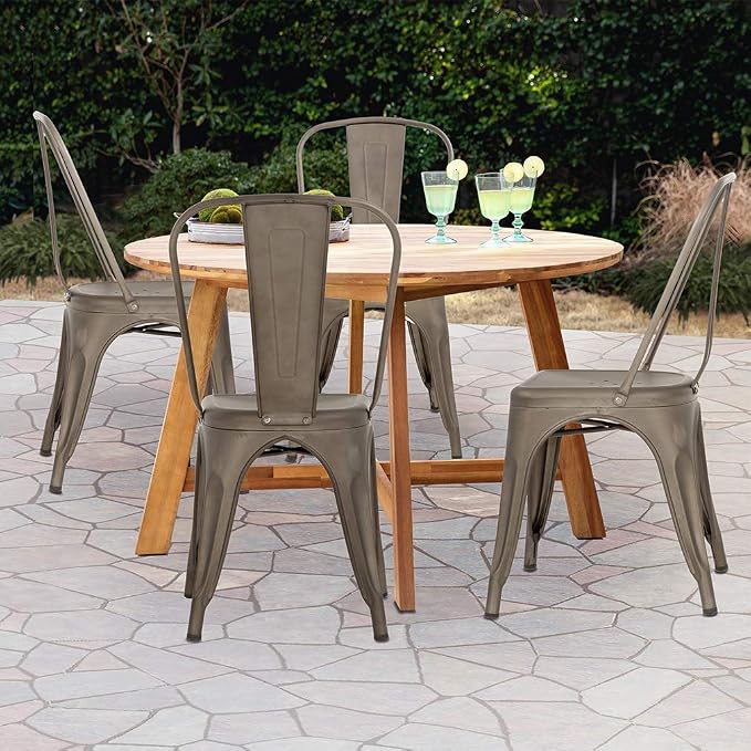 FDW Metal Chair Dining Chair Set of 4 Patio Chair Home Kitchen Chair 18 Inch - Image 4