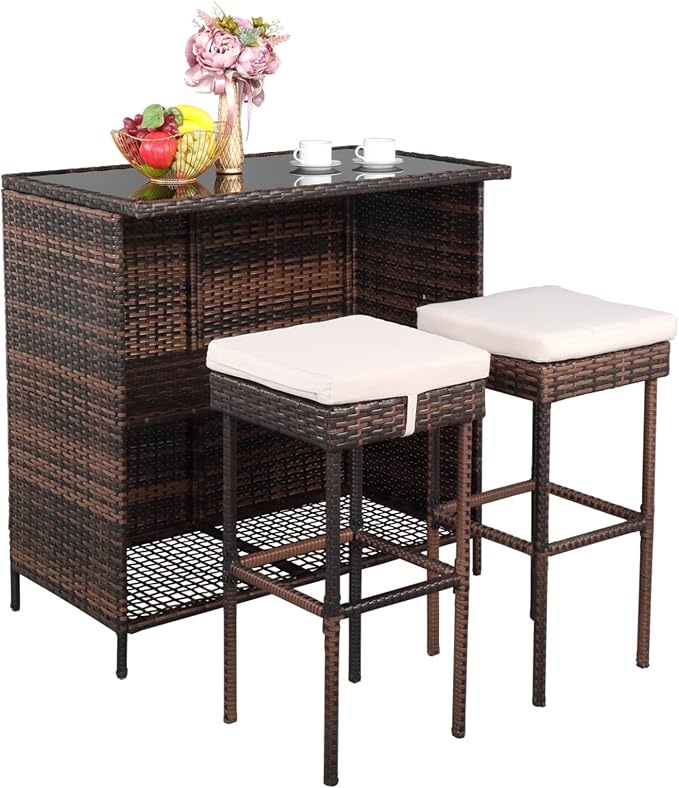 Outvita Wicker Patio Outdoor Bar Set by Outvita