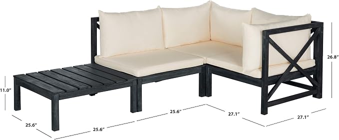 SAFAVIEH Outdoor Collection Lynwood Dark Slate Grey and Beige Modular Outdoor - Image 5