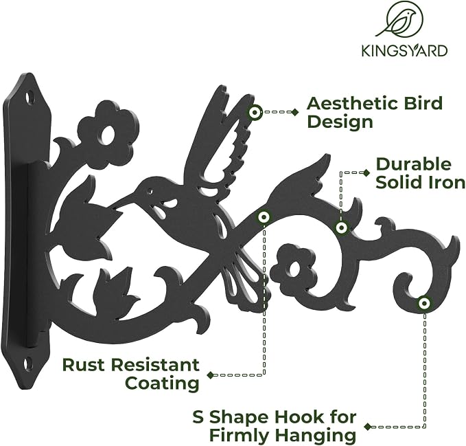 Kingsyard 2-Pack Wall Plant Hangers Outdoor Indoor, 8 Inch Heavy Duty Solid - Image 4