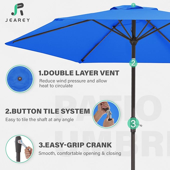 JEAREY 7.5FT Patio Umbrella Outdoor Market Umbrella - Image 5